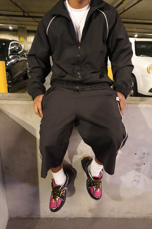 BLACK TRACK SHORTS